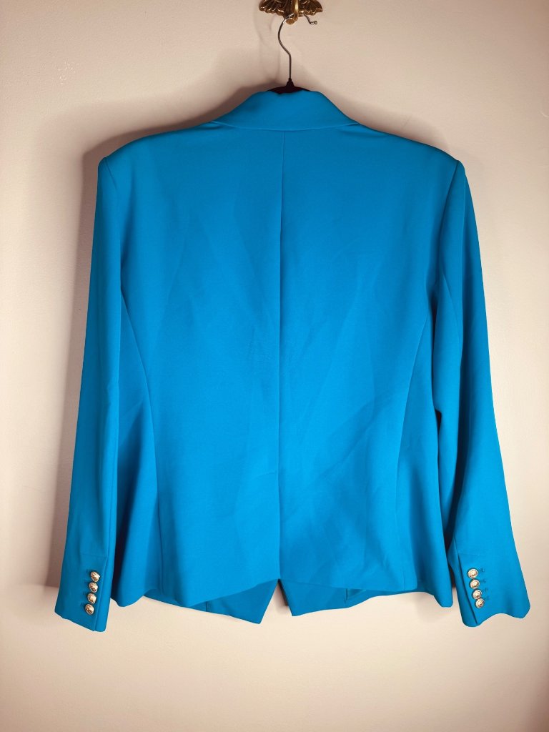 New Generation Love Delilah Crepe Blazer Amalfi Blue Size Xxl 2xl Gold Buttons — image 6 of 7